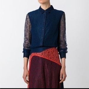 Tory Burch Royal Navy lace button-up Jenny shirt Size 8
